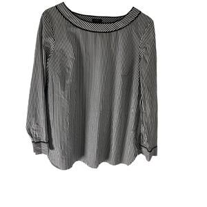 Talbots Women's Size‎ Large Black White Striped Blouse